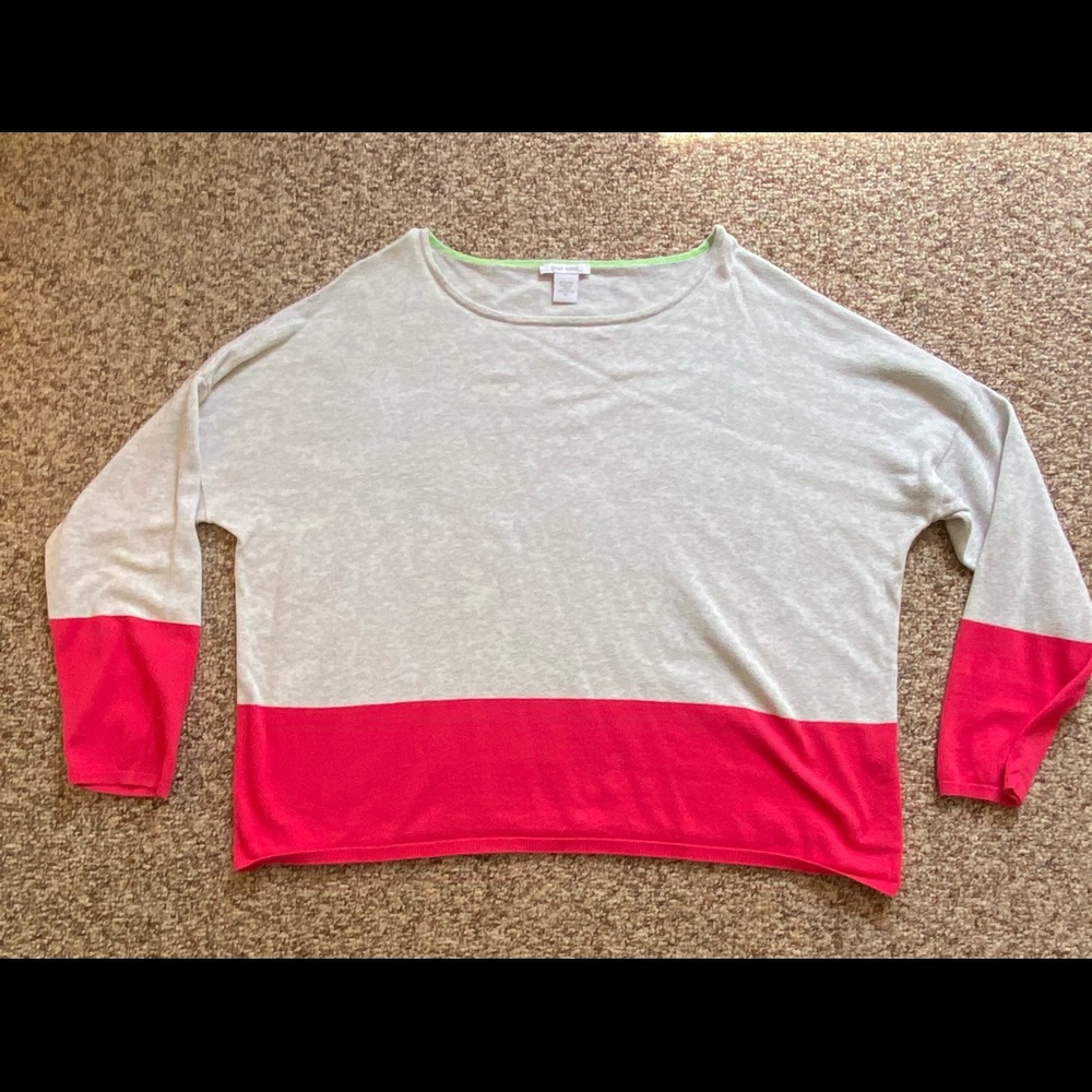 Joan Vass pink and‎ grey top with boat collar